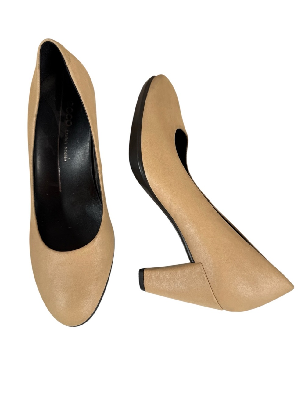 ECCO Shape 55 Plateau Nude Leather Block Heel Pumps EU 37